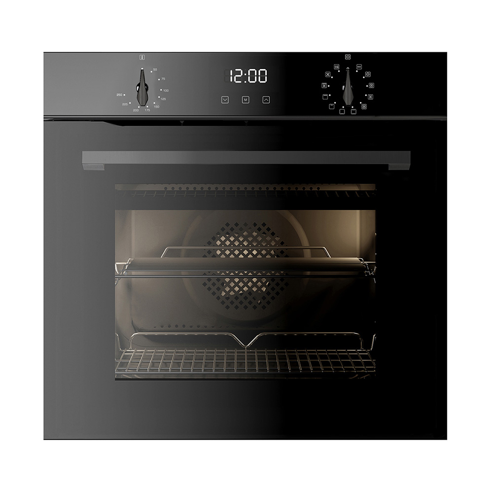 CDA SL300BL Twelve Function Single Fan Oven, LED Clock & Timer, Soft Close Door, Black