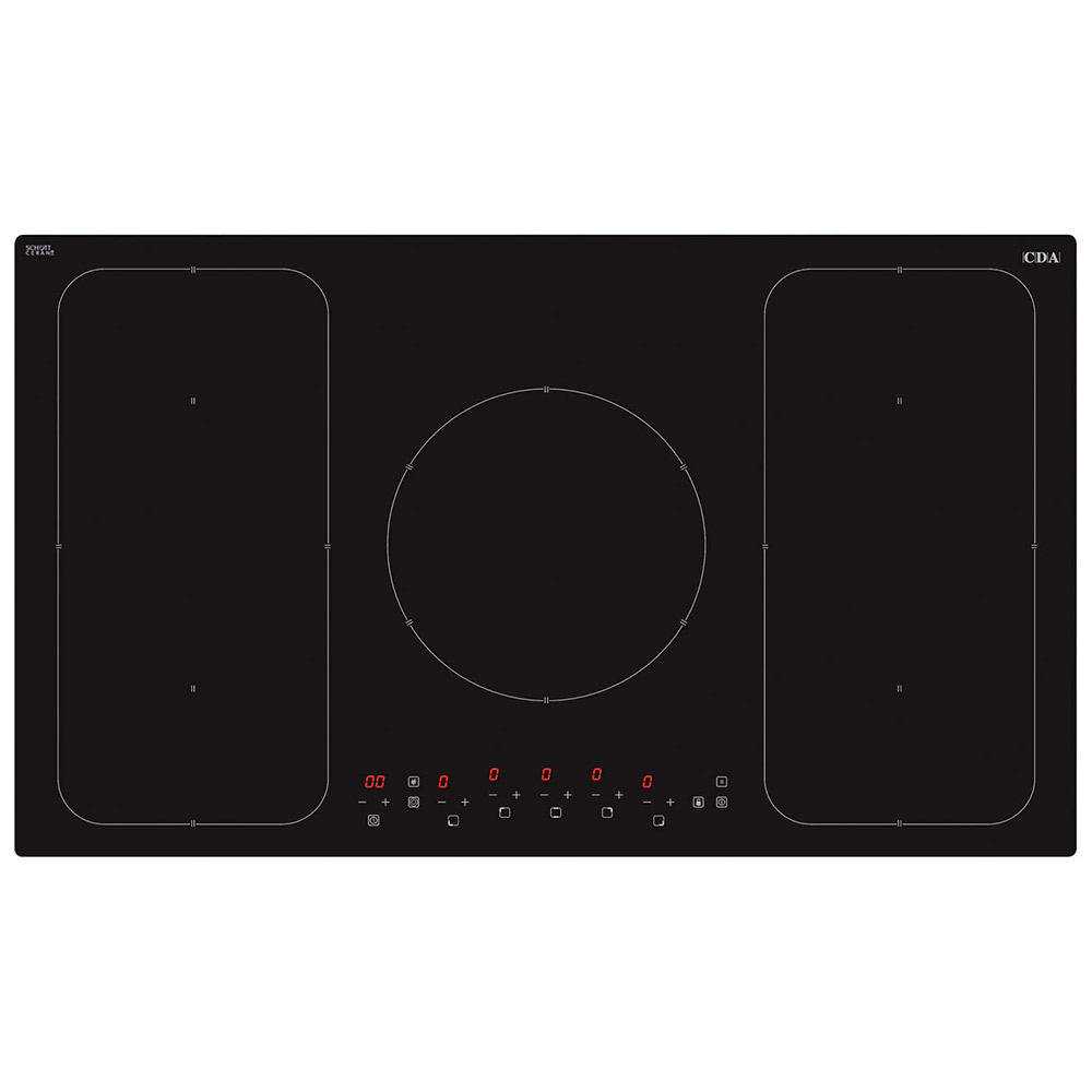 CDA HN9611FR 87cm 5 Zone Induction Hob, Frameless, Black Glass