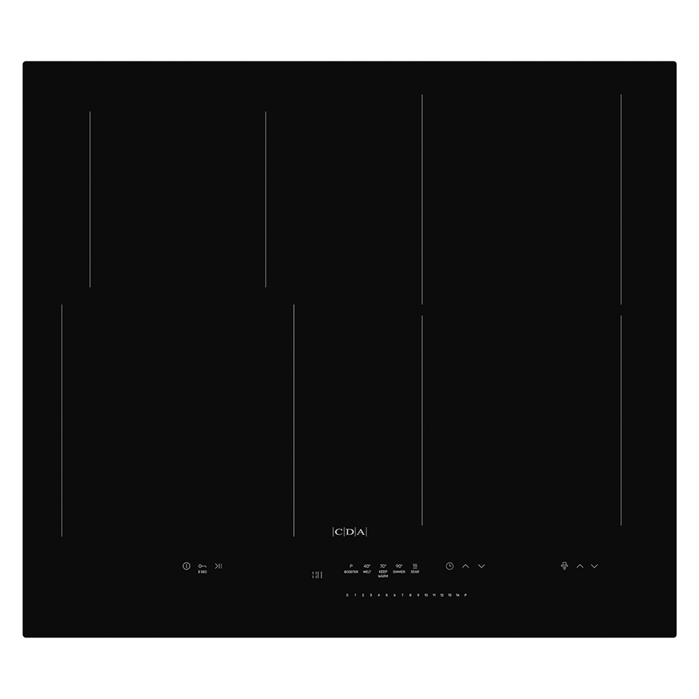 CDA HN6860FR - 4 zone induction hob, single bridge, slim depth, hood connect (CCH60BL) 