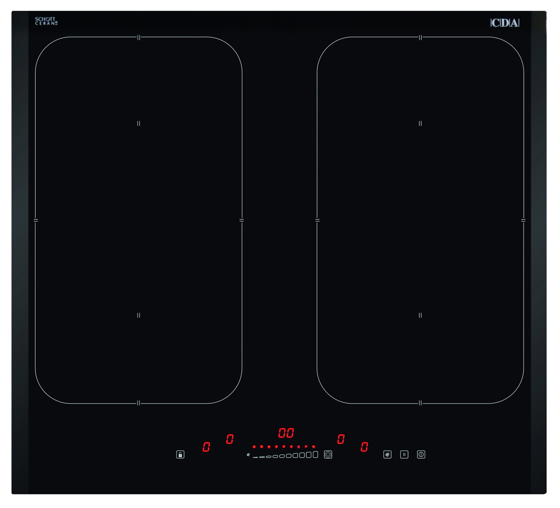 CDA HN6841FR - 4 Zone Induction Hob, 2 Bridging Zones